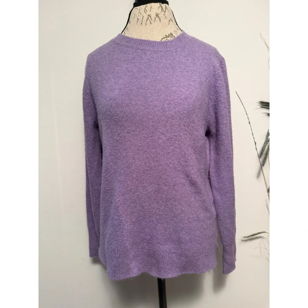 J. Crew Extra-Soft Purple Heathered Crewneck Pullover Sweater Womens Medium‎
